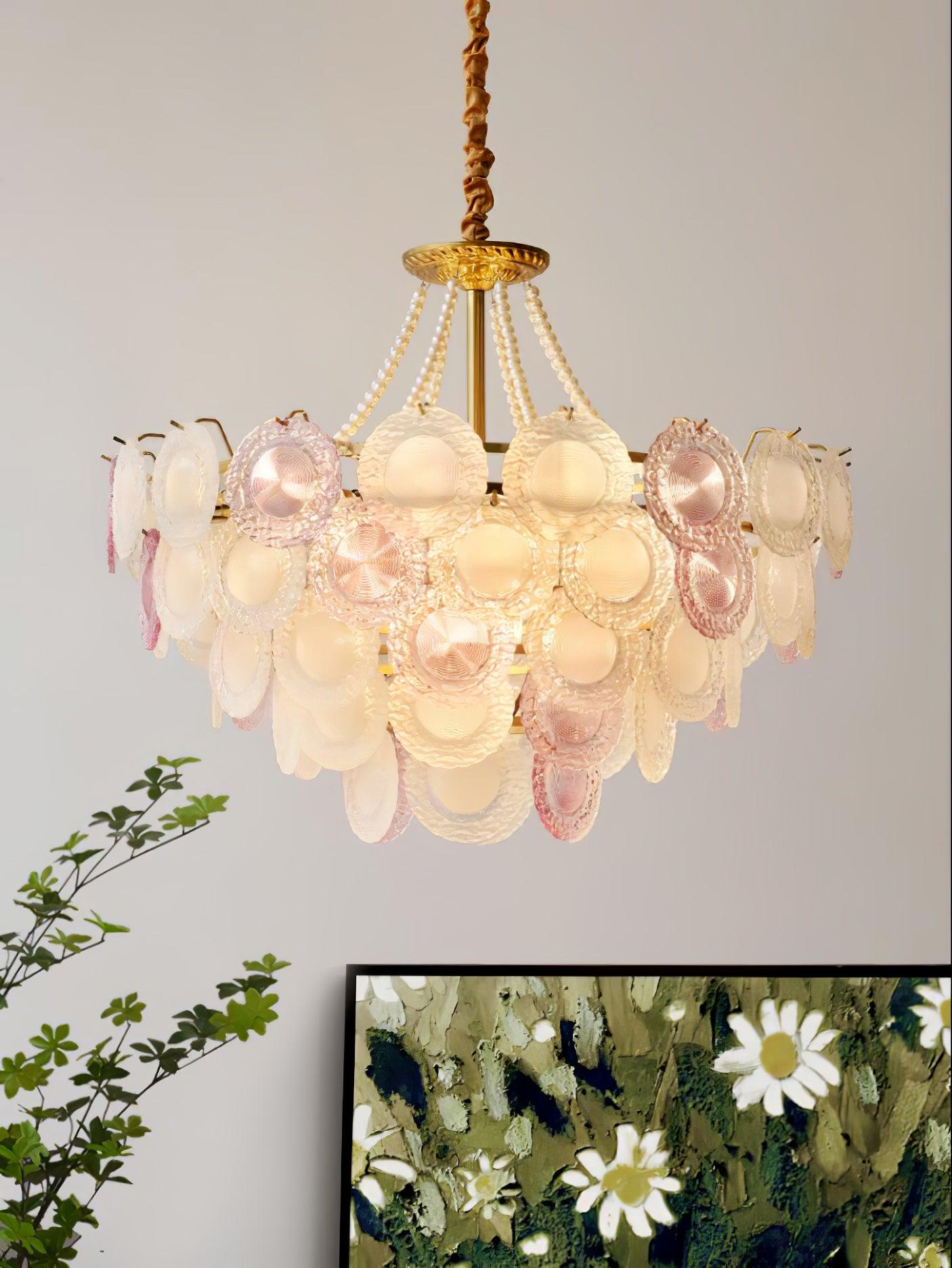 Elegant Rainbow Chandelier with Dimmable LED Lights and Crystal Accent