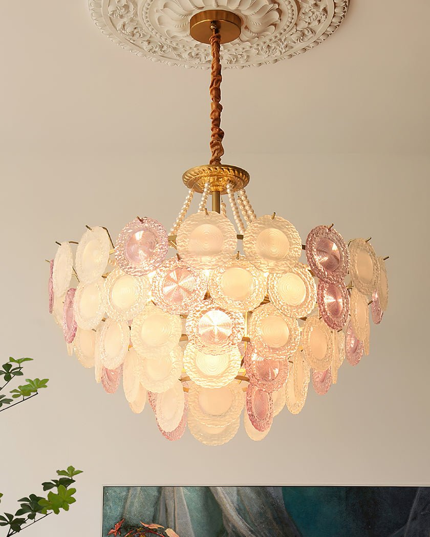 Elegant Rainbow Chandelier with Dimmable LED Lights and Crystal Accent
