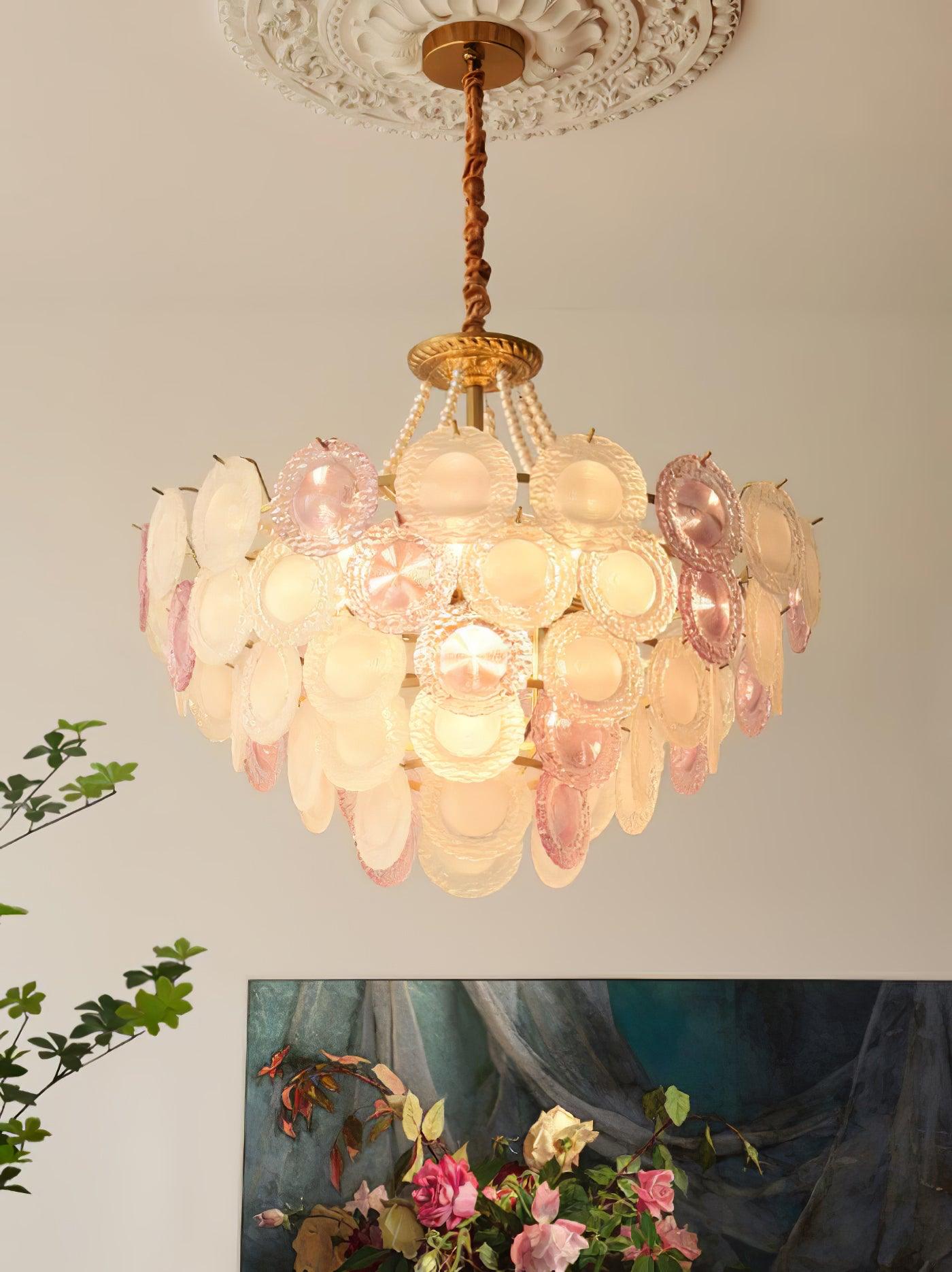 Elegant Rainbow Chandelier with Dimmable LED Lights and Crystal Accent