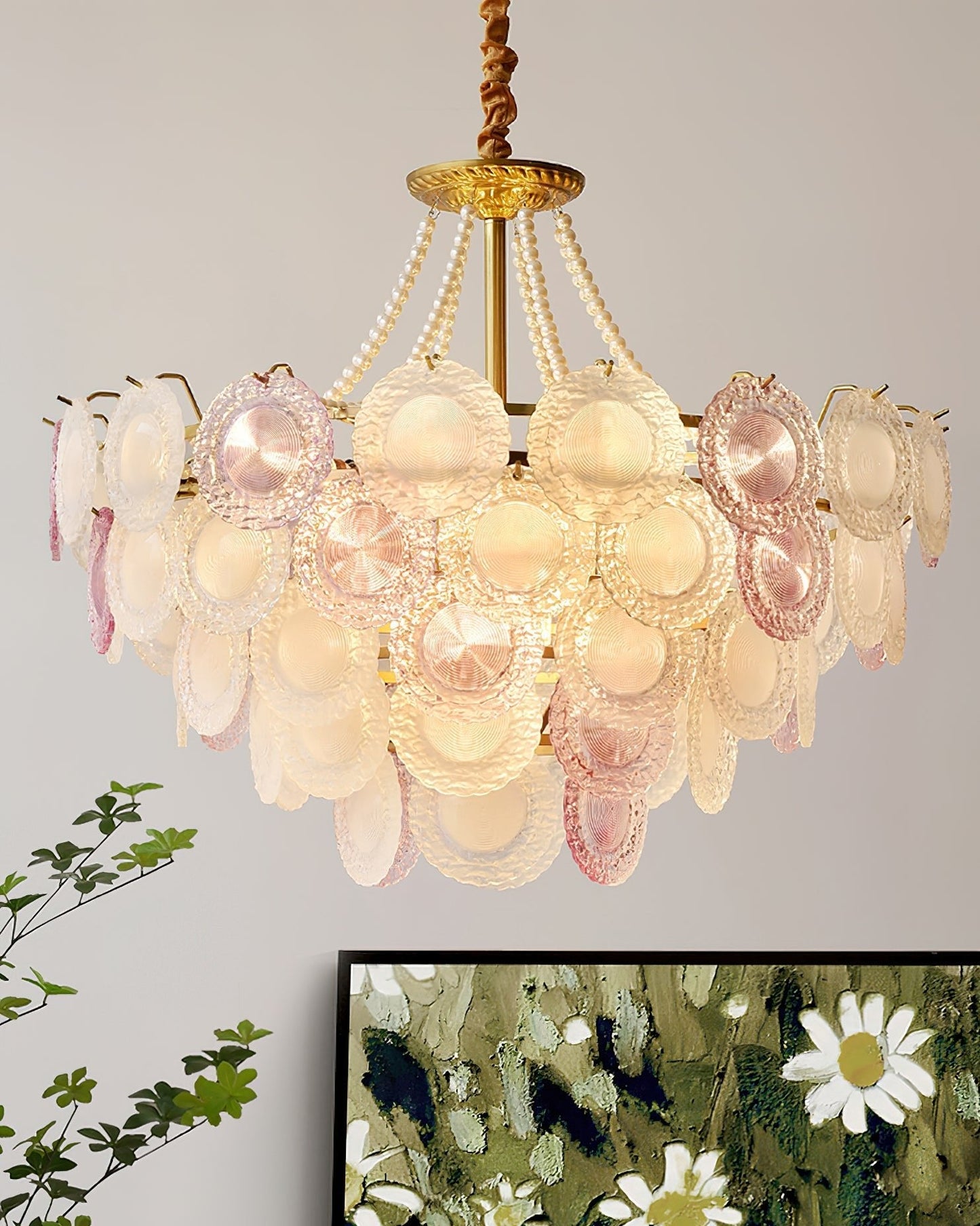 Elegant Rainbow Chandelier with Dimmable LED Lights and Crystal Accent