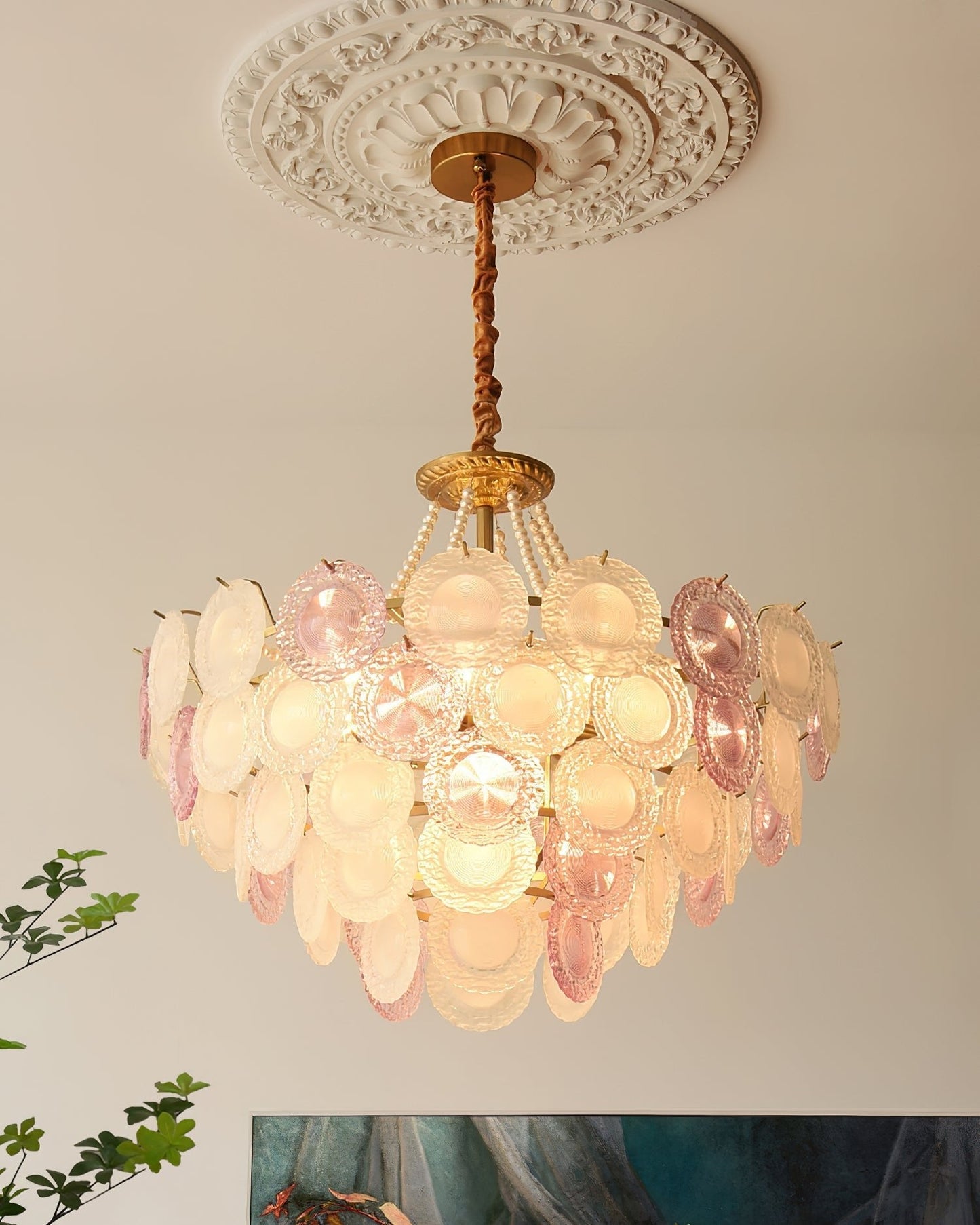 Elegant Rainbow Chandelier with Dimmable LED Lights and Crystal Accent