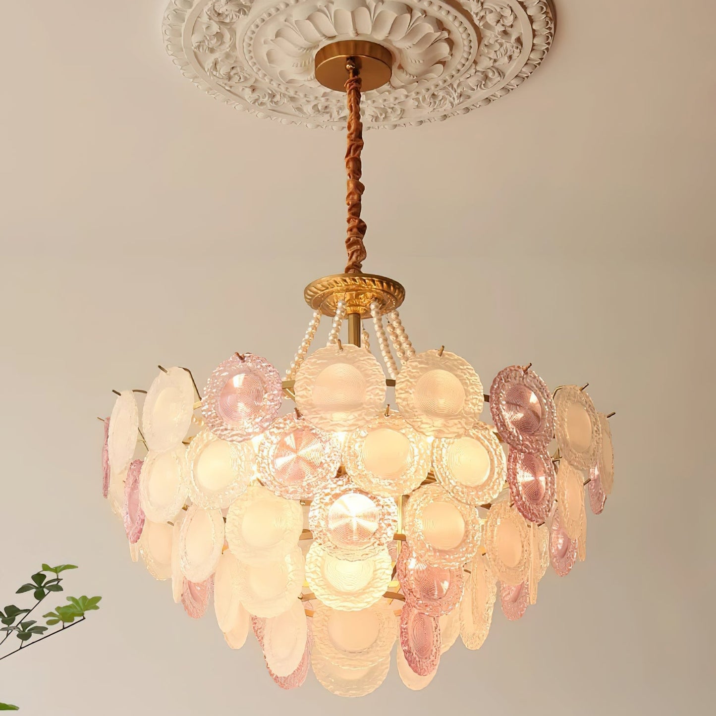 Elegant Rainbow Chandelier with Dimmable LED Lights and Crystal Accent