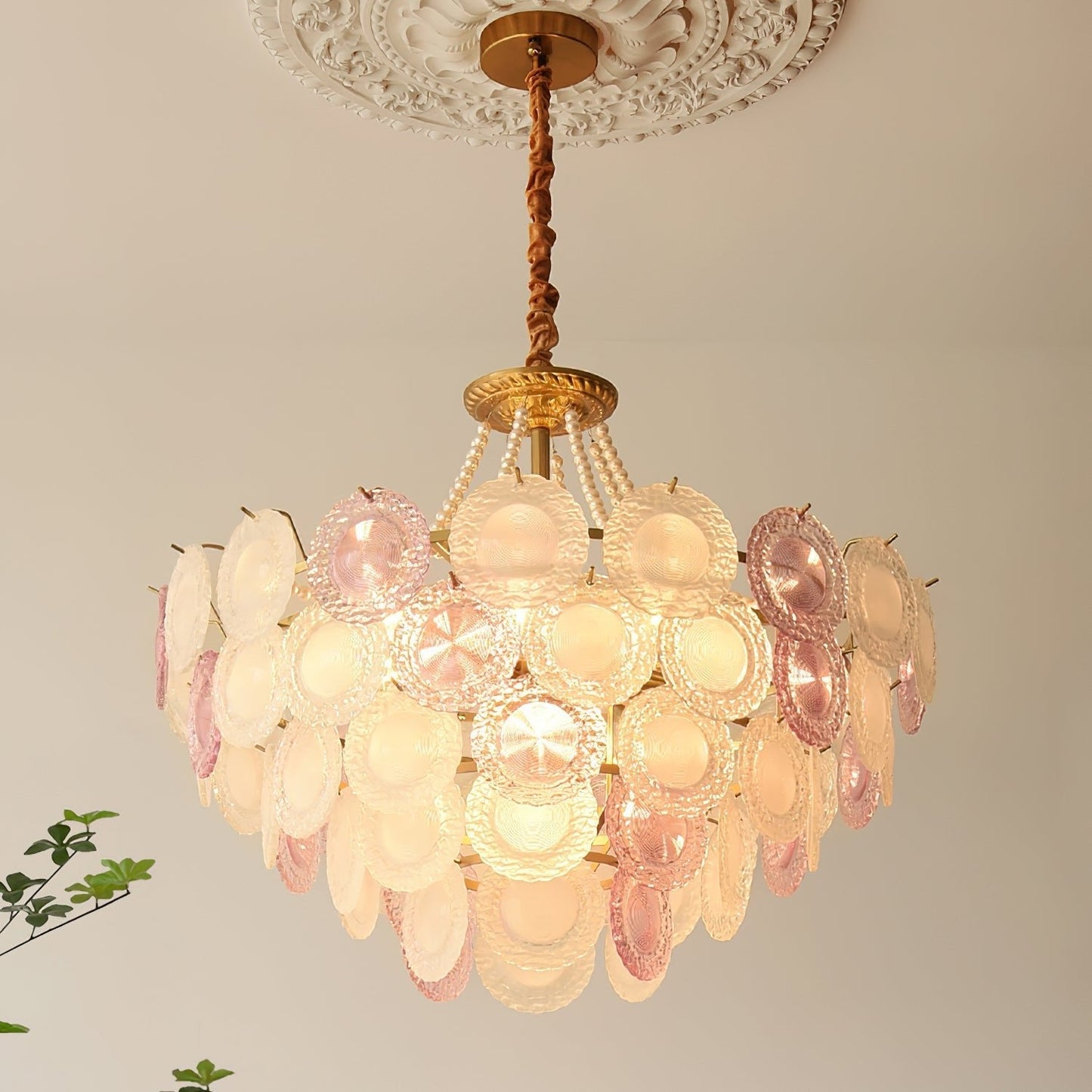 Elegant Rainbow Chandelier with Dimmable LED Lights and Crystal Accent