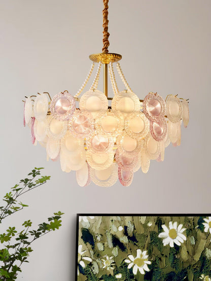 Elegant Rainbow Chandelier with Dimmable LED Lights and Crystal Accent