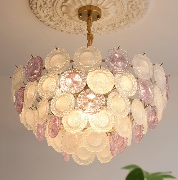 Elegant Rainbow Chandelier with Dimmable LED Lights and Crystal Accent