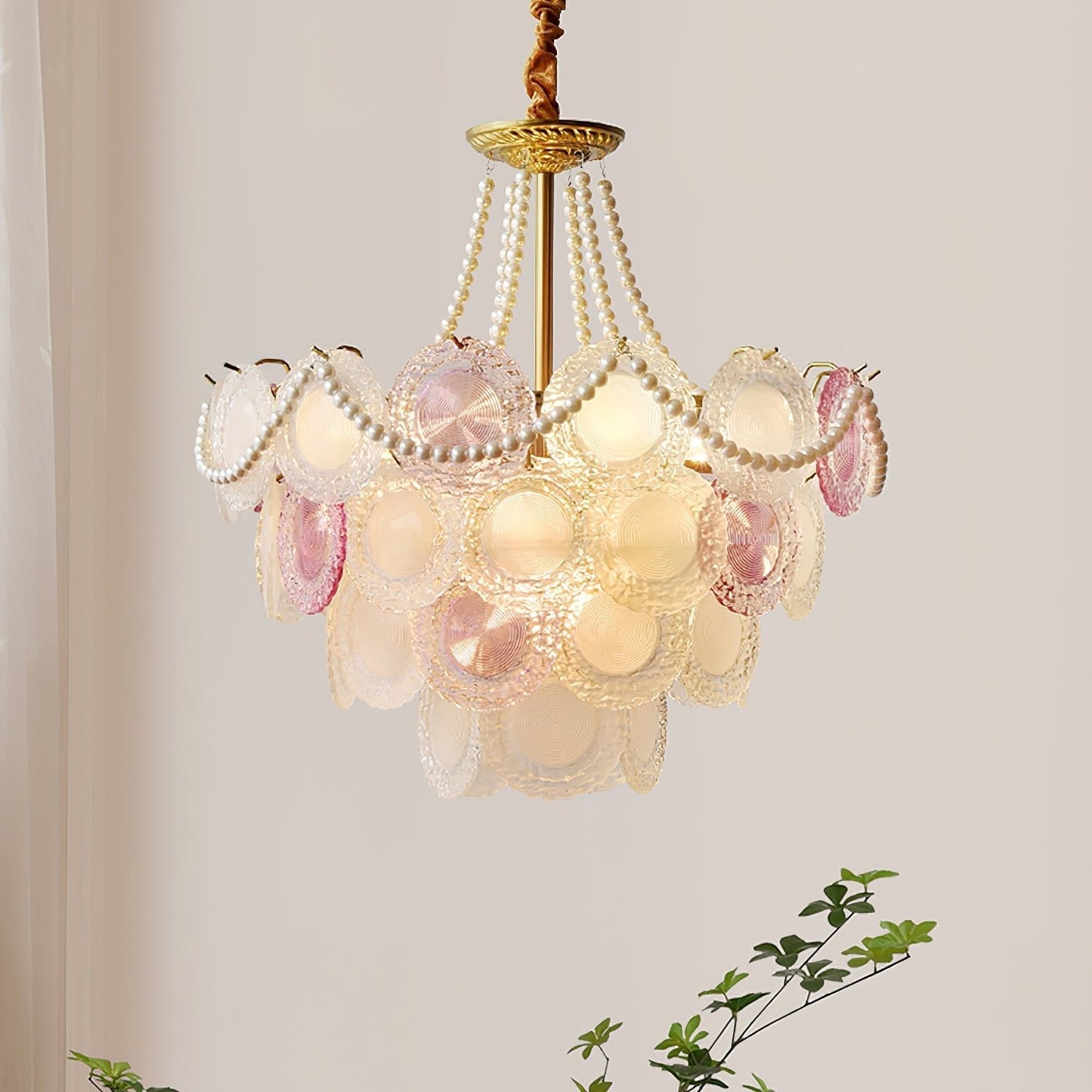 Elegant Rainbow Chandelier with Dimmable LED Lights and Crystal Accent