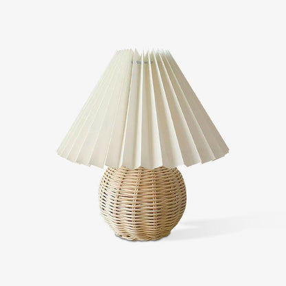 Rattan Pleated Table Lamp - Soft Ambient Lighting & Adjustable Brightn