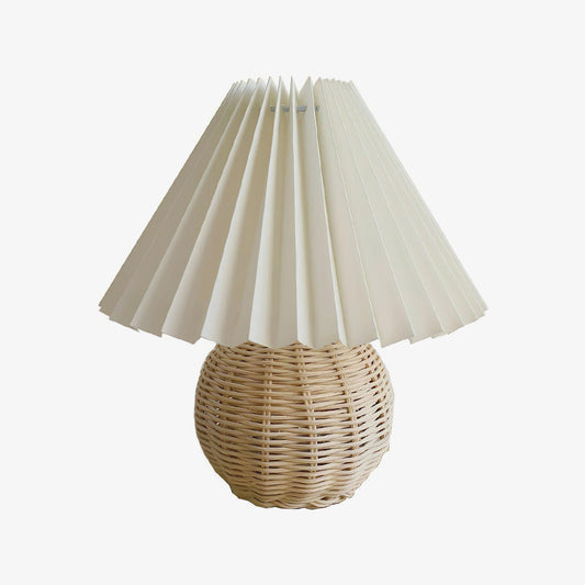 Rattan Pleated Table Lamp - Soft Ambient Lighting & Adjustable Brightn
