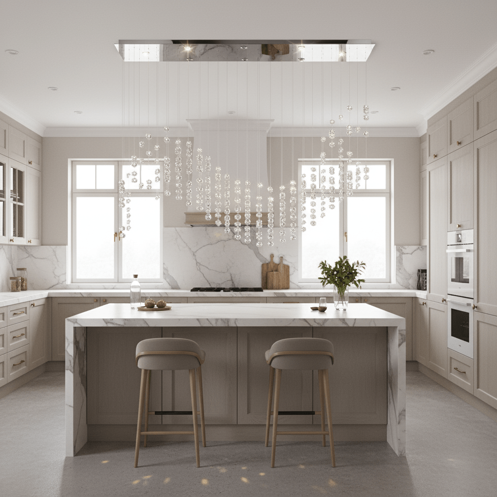 Customizable Raw Crystal Chandelier with Adjustable Height & Dimmable