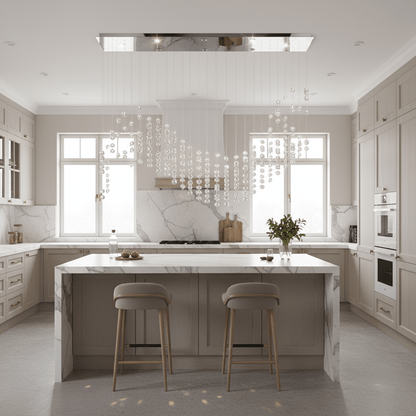 Customizable Raw Crystal Chandelier with Adjustable Height & Dimmable