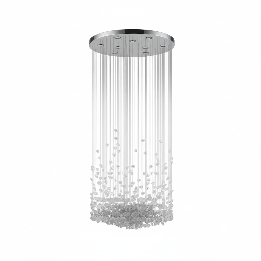 Customizable Raw Crystal Chandelier with Adjustable Height & Dimmable