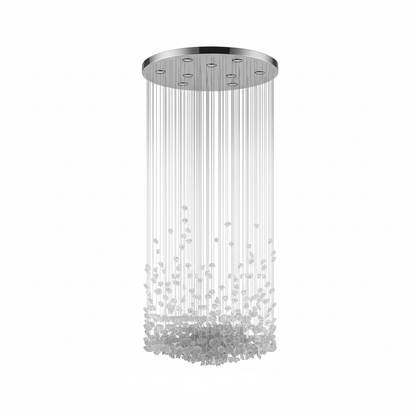 Customizable Raw Crystal Chandelier with Adjustable Height & Dimmable