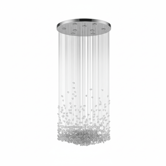 Customizable Raw Crystal Chandelier with Adjustable Height & Dimmable