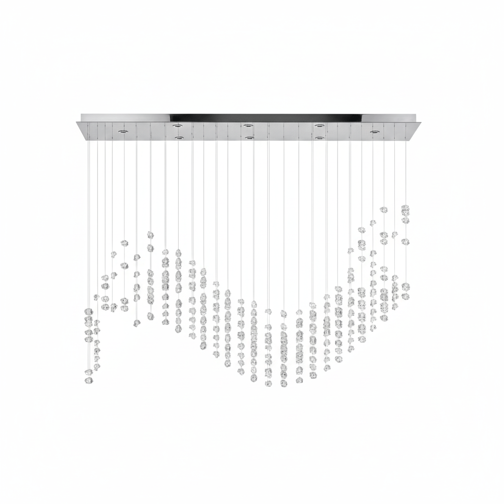 Customizable Raw Crystal Chandelier with Adjustable Height & Dimmable