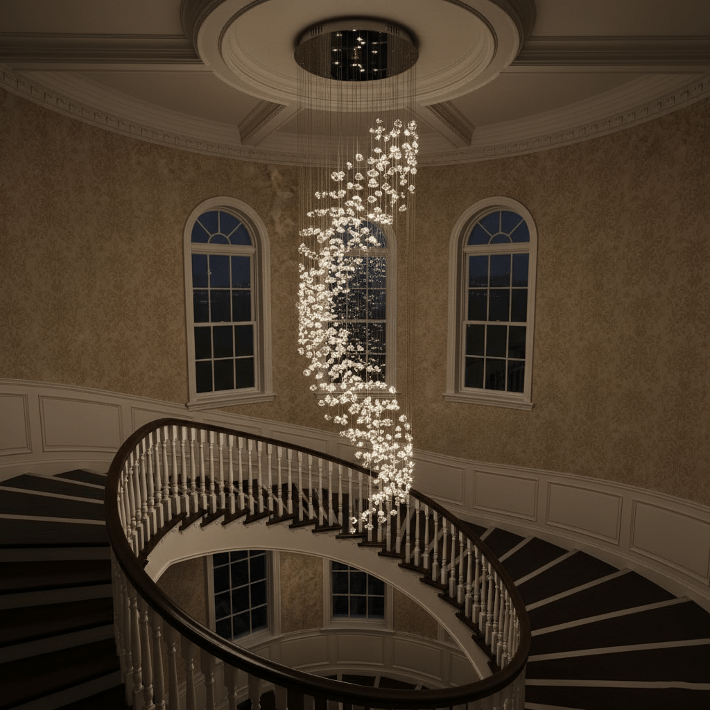 Customizable Raw Crystal Chandelier with Adjustable Height & Dimmable