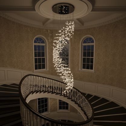 Customizable Raw Crystal Chandelier with Adjustable Height & Dimmable