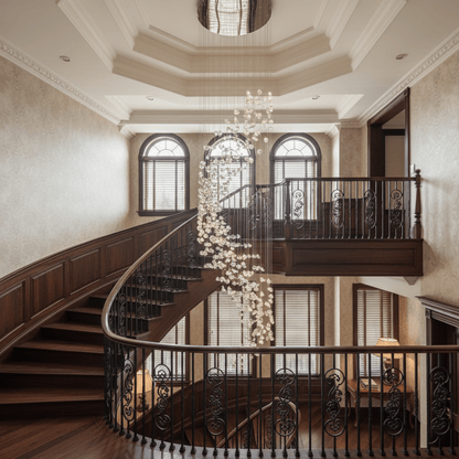 Customizable Raw Crystal Chandelier with Adjustable Height & Dimmable
