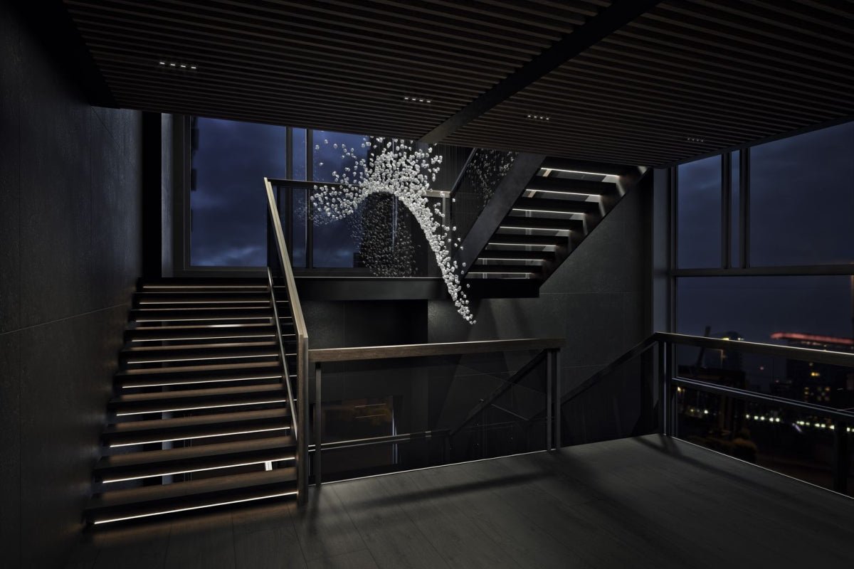 Customizable Raw Crystal Chandelier with Adjustable Height & Dimmable