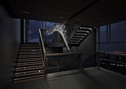 Customizable Raw Crystal Chandelier with Adjustable Height & Dimmable