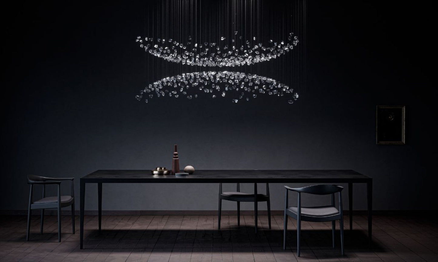 Customizable Raw Crystal Chandelier with Adjustable Height & Dimmable