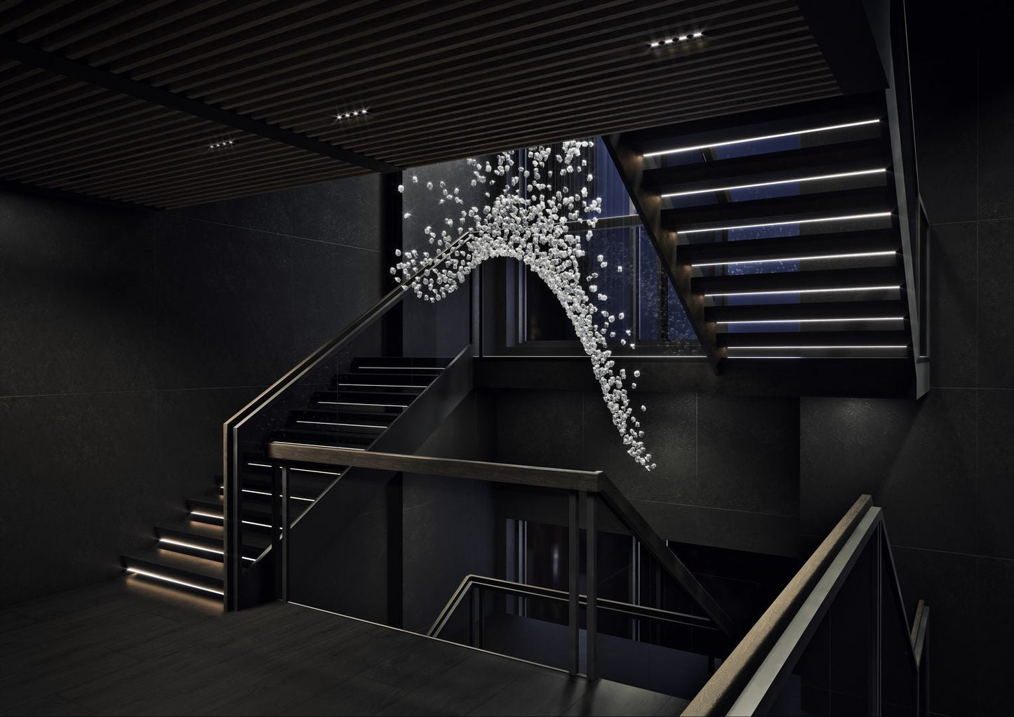 Customizable Raw Crystal Chandelier with Adjustable Height & Dimmable