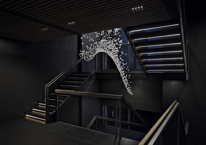 Customizable Raw Crystal Chandelier with Adjustable Height & Dimmable