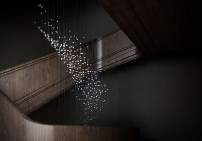 Customizable Raw Crystal Chandelier with Adjustable Height & Dimmable