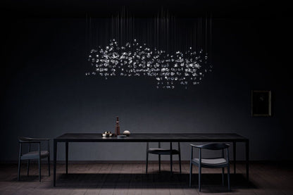 Customizable Raw Crystal Chandelier with Adjustable Height & Dimmable