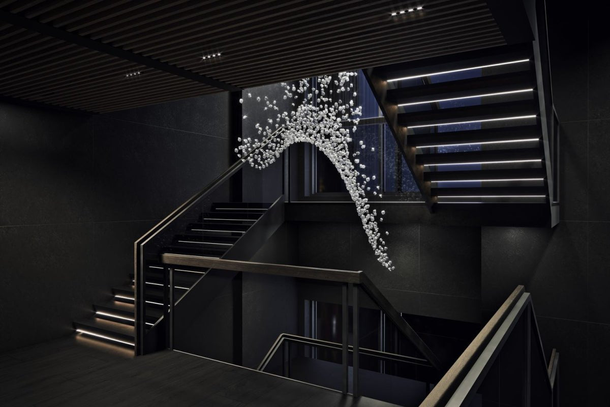 Customizable Raw Crystal Chandelier with Adjustable Height & Dimmable