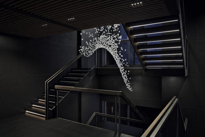 Customizable Raw Crystal Chandelier with Adjustable Height & Dimmable