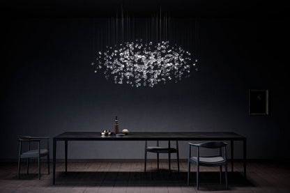 Customizable Raw Crystal Chandelier with Adjustable Height & Dimmable