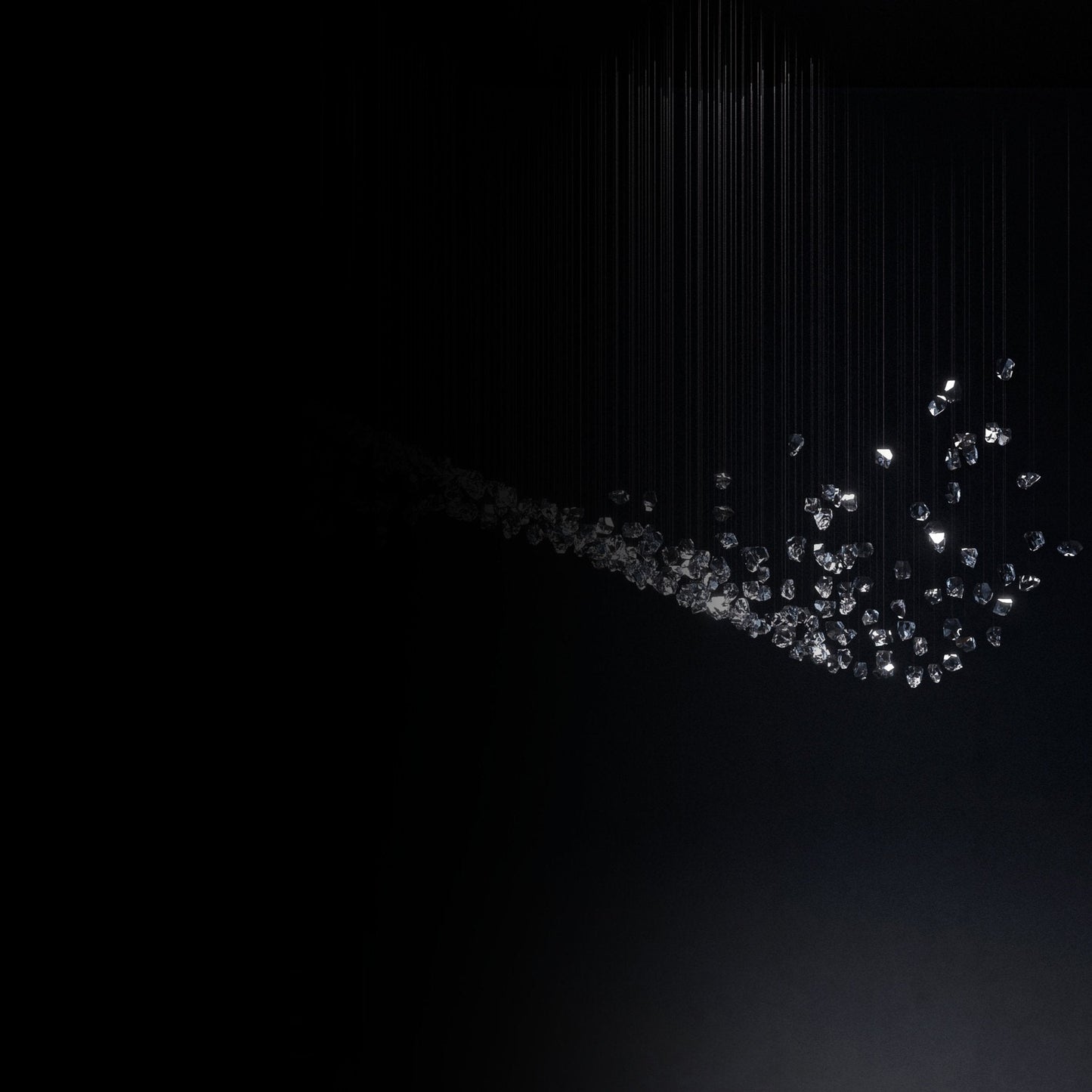 Customizable Raw Crystal Chandelier with Adjustable Height & Dimmable