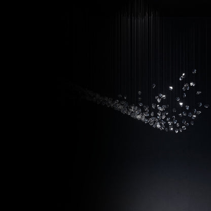 Customizable Raw Crystal Chandelier with Adjustable Height & Dimmable