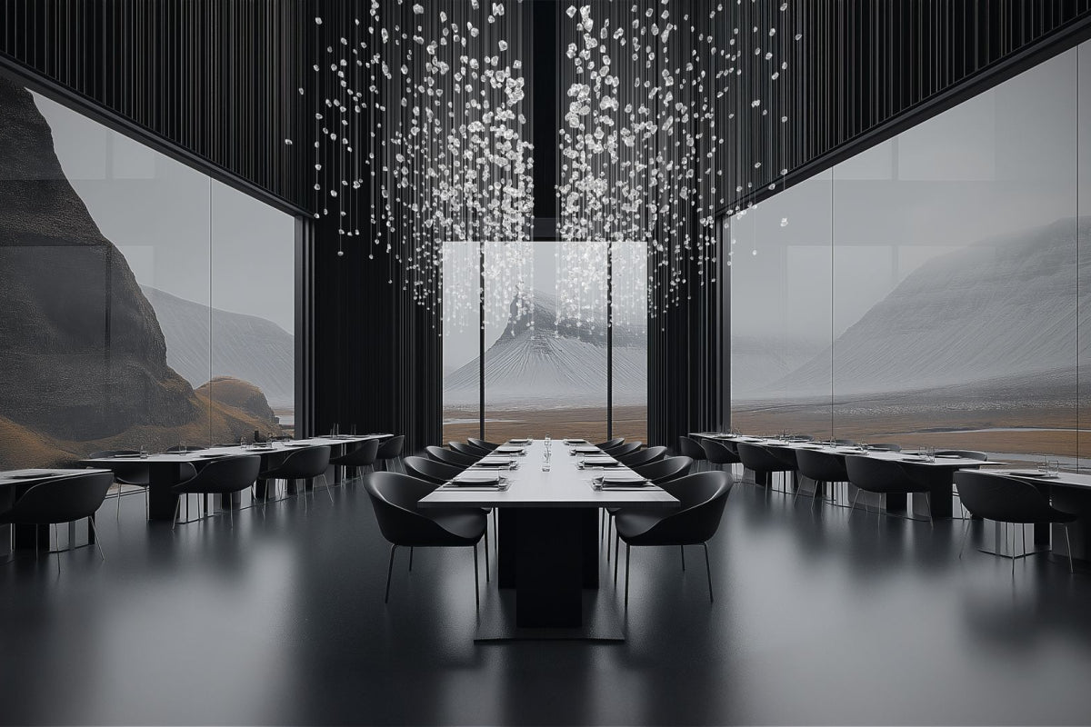 Customizable Raw Crystal Chandelier with Adjustable Height & Dimmable