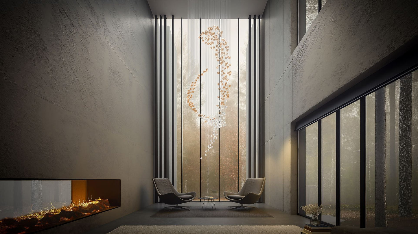 Customizable Raw Crystal Chandelier with Adjustable Height & Dimmable