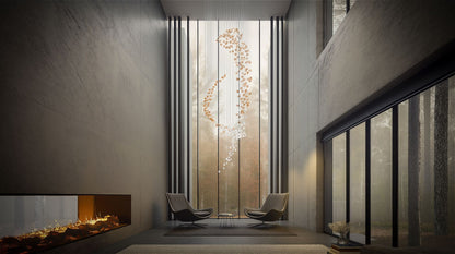 Customizable Raw Crystal Chandelier with Adjustable Height & Dimmable