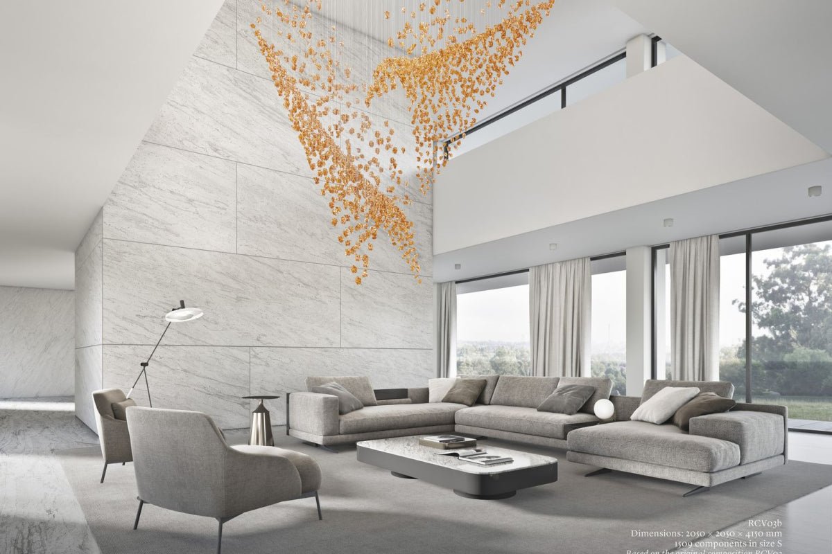 Customizable Raw Crystal Chandelier with Adjustable Height & Dimmable