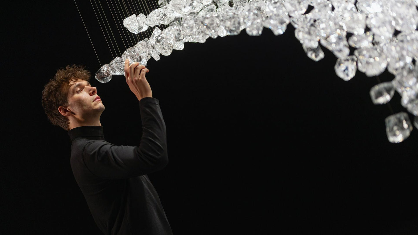 Customizable Raw Crystal Chandelier with Adjustable Height & Dimmable