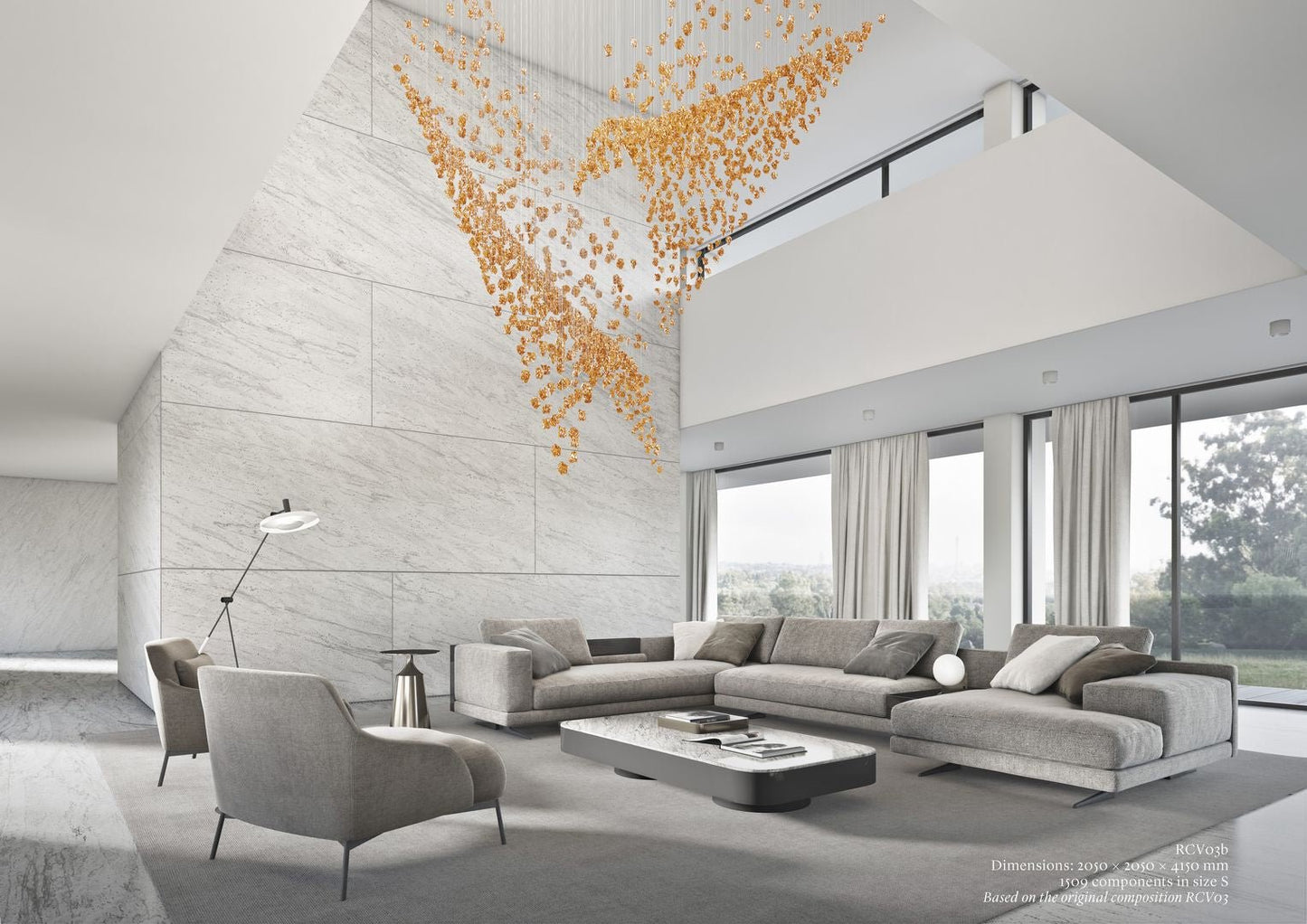Customizable Raw Crystal Chandelier with Adjustable Height & Dimmable