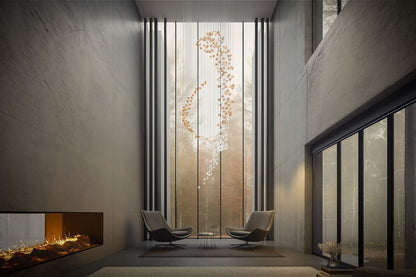 Customizable Raw Crystal Chandelier with Adjustable Height & Dimmable