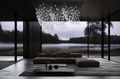 Customizable Raw Crystal Chandelier with Adjustable Height & Dimmable