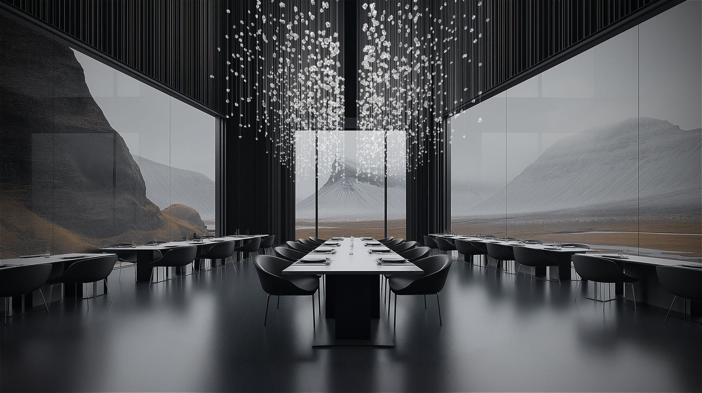 Customizable Raw Crystal Chandelier with Adjustable Height & Dimmable