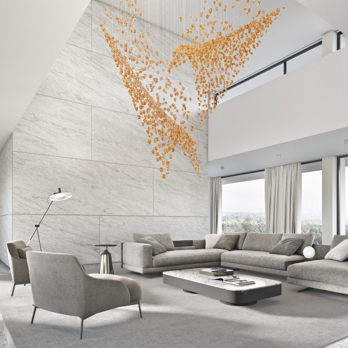 Customizable Raw Crystal Chandelier with Adjustable Height & Dimmable