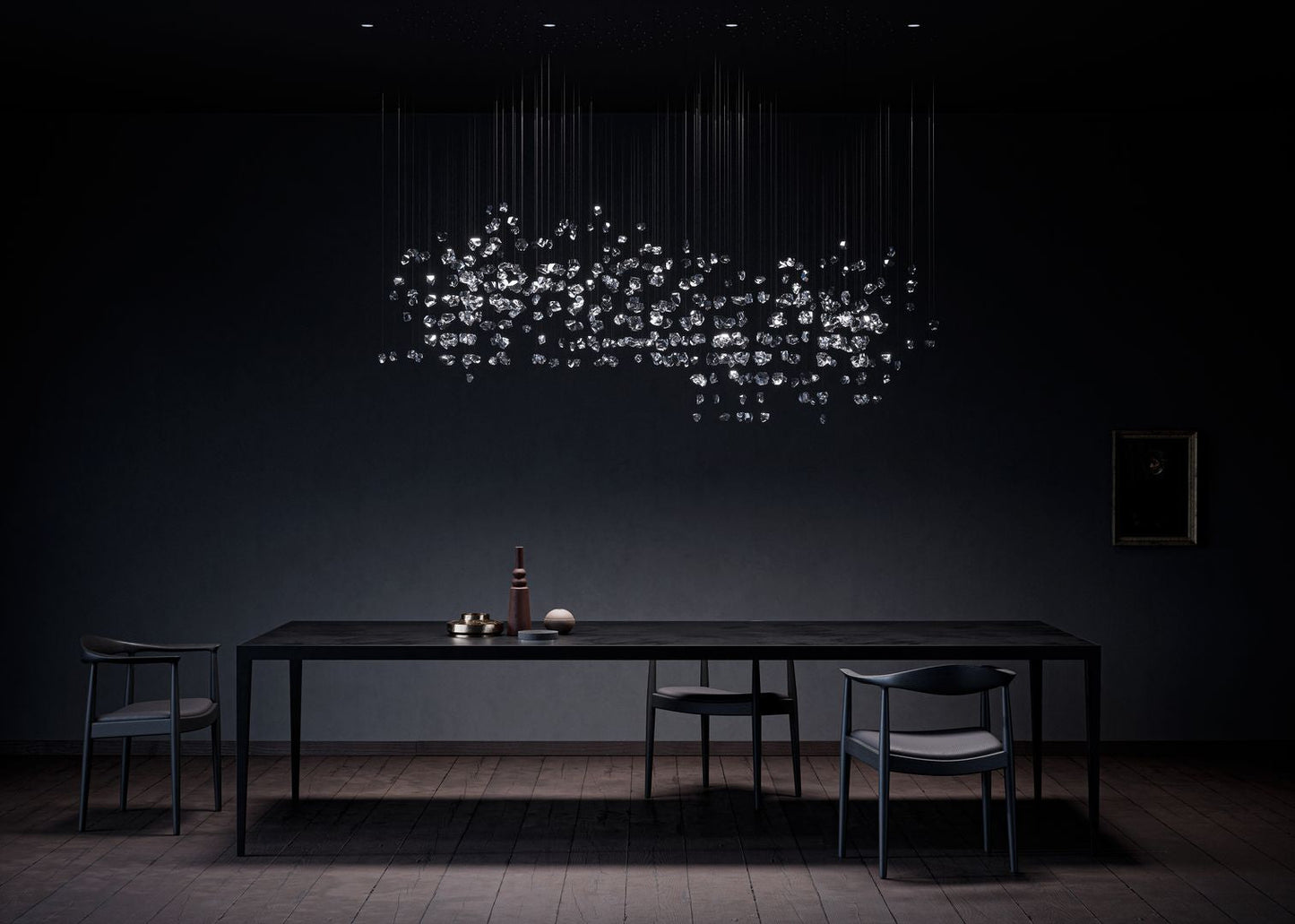 Customizable Raw Crystal Chandelier with Adjustable Height & Dimmable