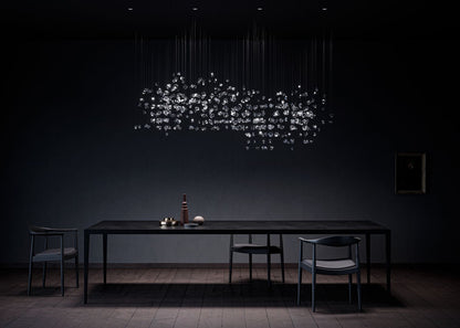 Customizable Raw Crystal Chandelier with Adjustable Height & Dimmable