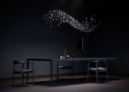 Customizable Raw Crystal Chandelier with Adjustable Height & Dimmable