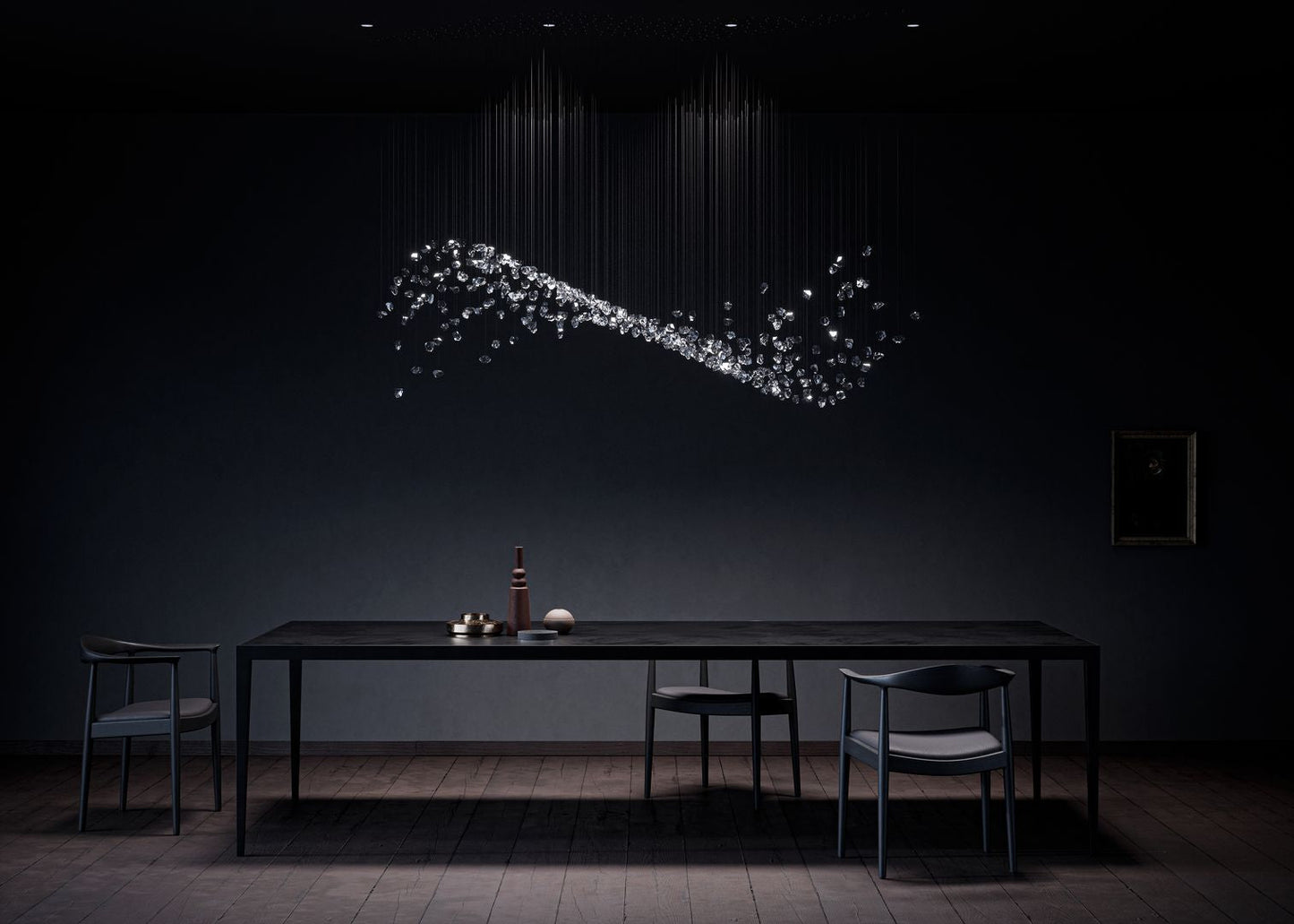 Customizable Raw Crystal Chandelier with Adjustable Height & Dimmable