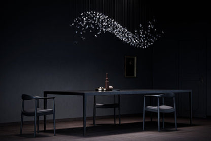 Customizable Raw Crystal Chandelier with Adjustable Height & Dimmable
