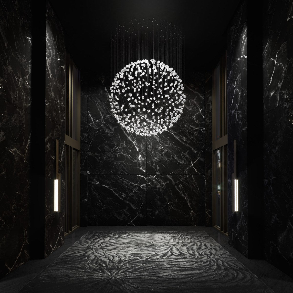 Customizable Raw Crystal Chandelier with Adjustable Height & Dimmable