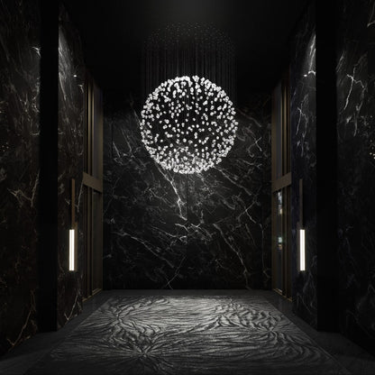 Customizable Raw Crystal Chandelier with Adjustable Height & Dimmable